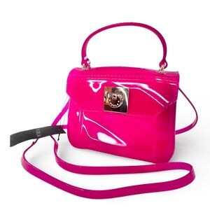 NWT Furla Pink Glossy PVC Rubber Jelly Mini Candy Crossbody Bag